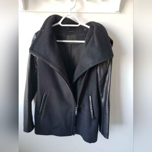 Rudsak winter wool coat with leather sleeves